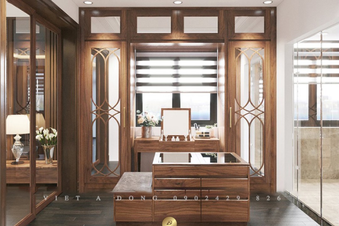 Bàn trang điểm gỗ óc chó BTD-07